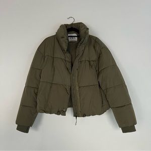 Zara green cropped puffer coat